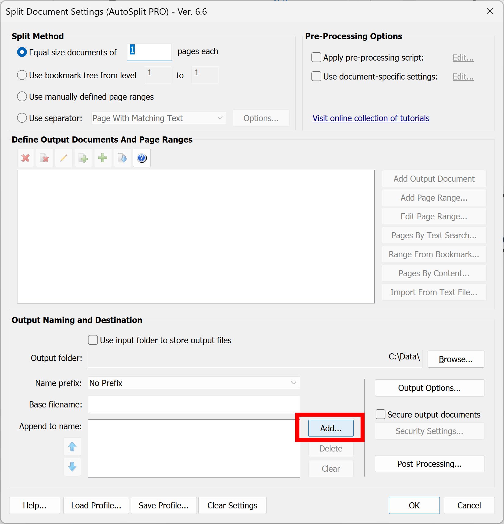 Specify file naming