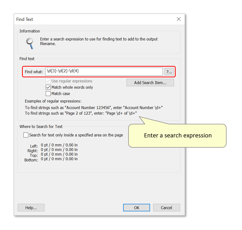 configure text search